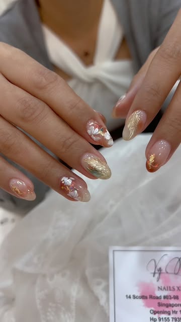 Nude gel with gold foil