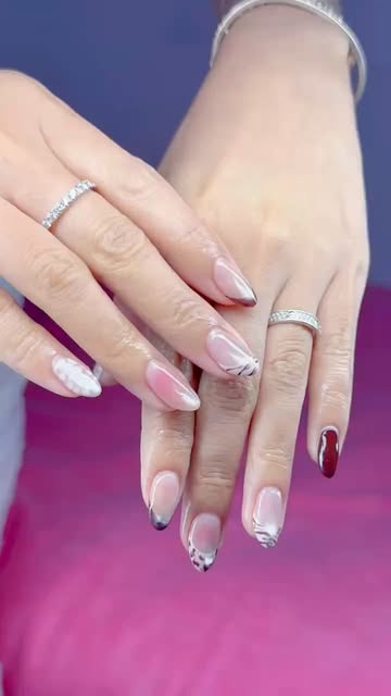 Silver French with a burgundy accent